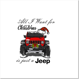 Christmas Jeep Red Posters and Art